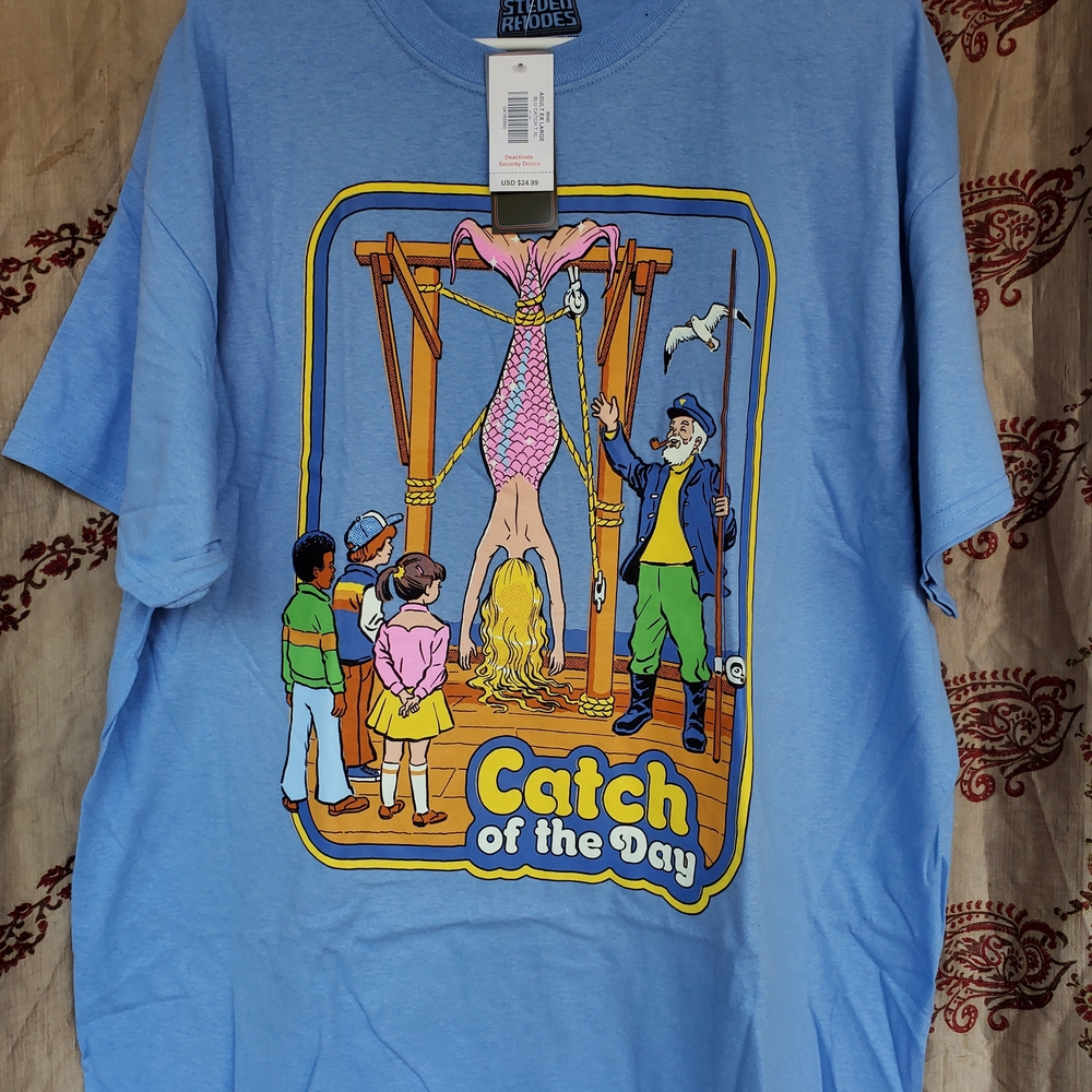 Steven Rhodes Blue 'Catch of the Day' T-Shirt NWT Size XL